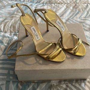 Authentic Jimmy choo gold heels size 38